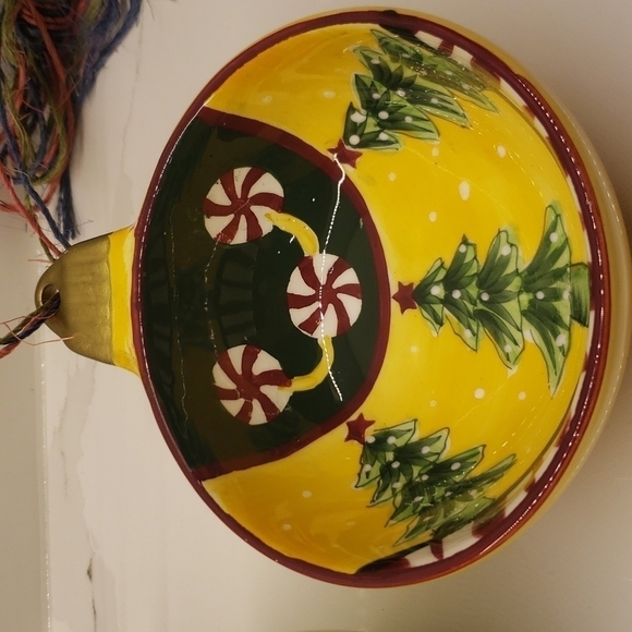 𝅺set of 2 Dulcero De Esfera ceramic Christmas soup cereal bowl ornament bowl - Picture 4 of 12